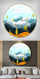 北欧雪山风景玄关画