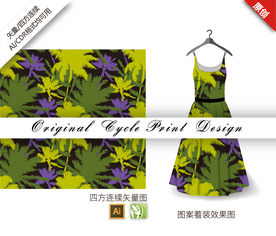 矢量树叶剪影四方连续