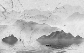 水墨大理石山水背景墙