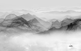 新款山水电视墙画 TIF分层