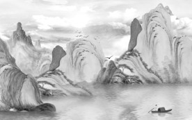 国画中国风山水画 TIF分层