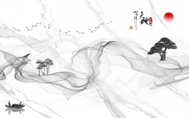 爵士白山水高清墙画 TIF分层