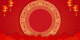 圆形边框灯笼背景元素