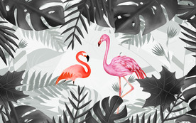 火烈鸟北欧装饰画 TIF分层