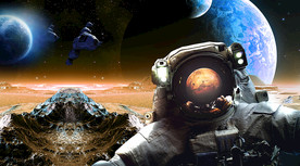 太空星球外星人背景墙