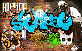 个性砖墙英文字母涂鸦工装背景墙