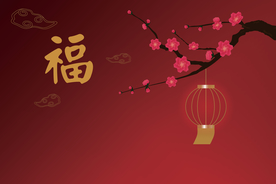 矢量图新年梅花灯笼福字背景图