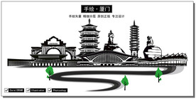 厦门市地标建筑剪影