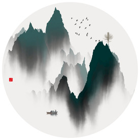 新中式水墨山水画