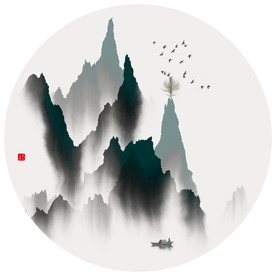 新中式水墨山水画