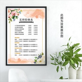 美容价目表