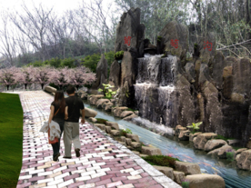 假山跌水景观设计彩平