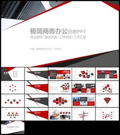 红色极简欧美风商务办公项目报告