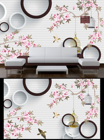 花鸟电视背景墙