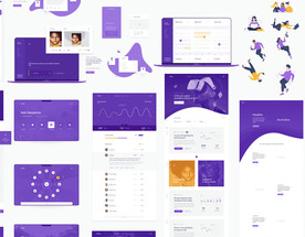 紫色创意sketch插画网页设