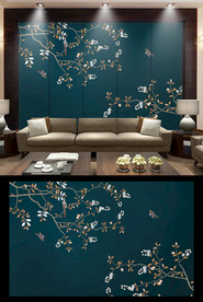 手绘花鸟电视背景墙