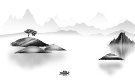 灰色山水新意境画 TIF分层