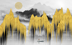 金色山水新意境画 TIF分层