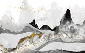 现代山水意境国画 TIF分层