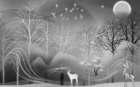 森林欧式装饰壁画 TIF分层