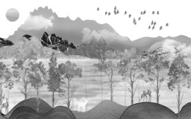 森林背景新山水画 TIF分层