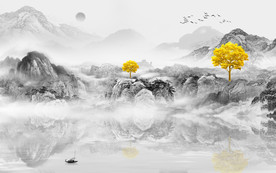 最新背景新山水画 TIF分层