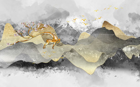 线条背景新山水画 TIF分层