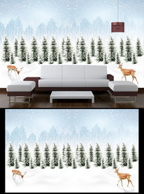现代简约麋鹿背景墙