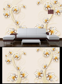 珠宝花朵电视背景墙