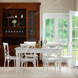 美式风格开放式餐厅效果图