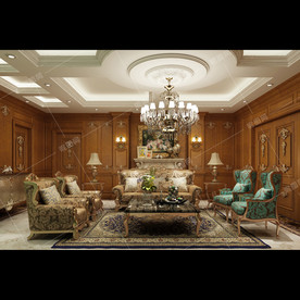 欧式复古风格别墅装修客厅效果图