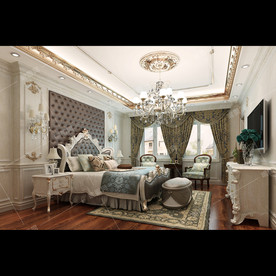 欧式复古风格别墅装修卧室效果图