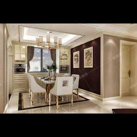 现代美式风格装修餐厅效果图