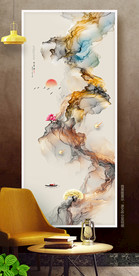 新中式 水墨山水画