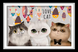 卡通可爱猫咪大眼萌装饰画