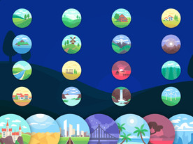 sketch风景区旅游插画彩色