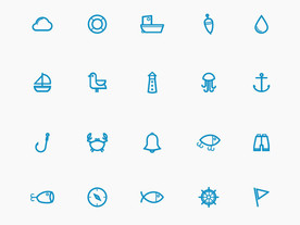 sketch粗线稿线性海洋图标