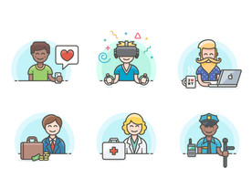 sketch人物角色插画图标V