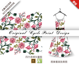 传统中国风康乃馨四方连续