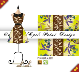 抽象几何桃花四方连续