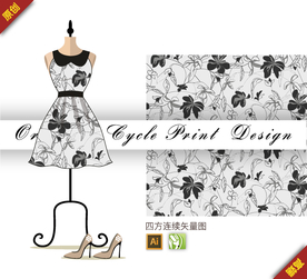 线描曼陀罗四方连续