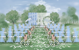 浅蓝色户外婚礼仪式区