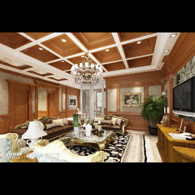 欧式复古风格别墅装修客厅效果图