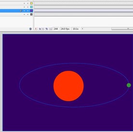 简易地球绕太阳转动公转效果动画