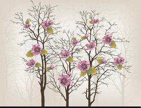 花移门壁纸图案矢量图