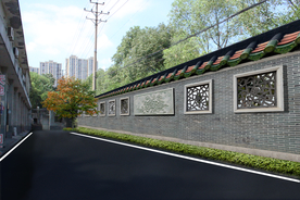 中式围墙景观设计效果图