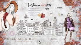 时尚衣橱女装店店背景墙