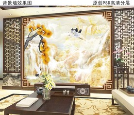 新中式大理石山水护墙板背景墙