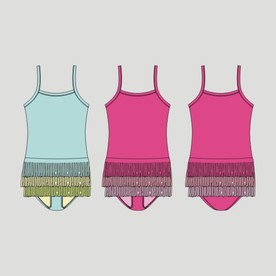 连体式泳装设计图矢量图