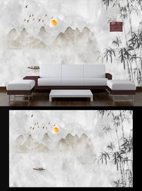 写意山水电视背景墙